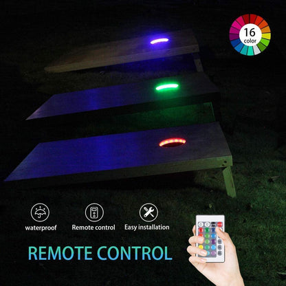 2 pcs Blinngo 16 Patterns RGB Cornhole Lights Set with Remote Control