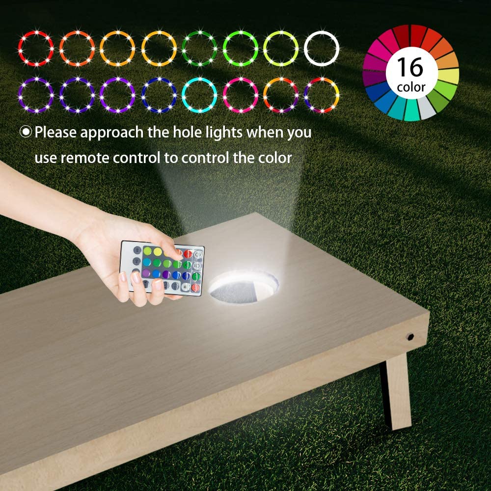 2 pcs Blinngo 16 Patterns RGB Cornhole Lights Set with Remote Control