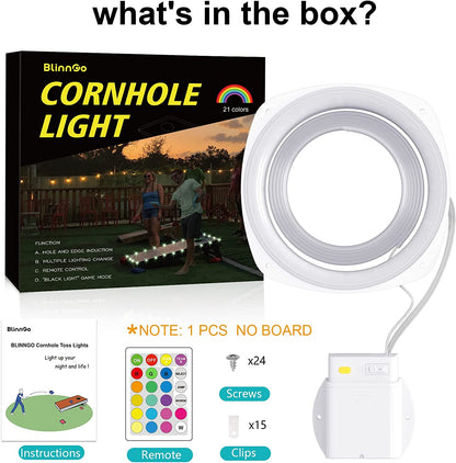 Blinngo 1 pc Sensor Cornhole Lights 21 Colors Changes Lights with Hole and Edge Induction Design